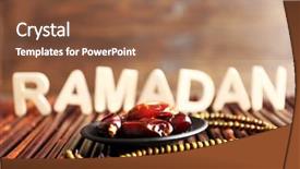  Presentation with rosary - Slide deck having arabic words - image of word ramadan background and a tawny brown colored foreground