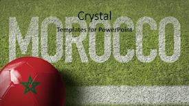  Presentation with soccer field - PPT theme consisting of arabic words - morocco ball in a soccer background and a tawny brown colored foreground