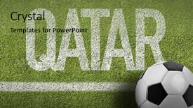  Presentation with qatar - Beautiful presentation design featuring arabic words - qatar ball in a soccer backdrop and a yellow colored foreground