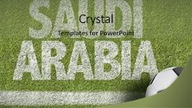  Presentation with soccer field - Theme enhanced with arabic words - saudi arabia ball background and a seafoam green colored foreground
