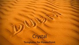  Presentation with dubai hata - PPT theme consisting of arabic words - text in desert sand dubai background and a gold colored foreground