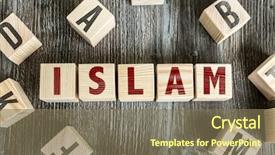  Presentation with islam - Presentation enhanced with arabic words - wooden blocks with the text background and a violet colored foreground