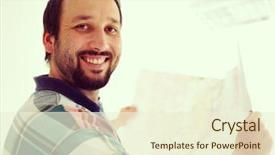  Presentation with paper - PPT layouts featuring arabic world maps - adult man with bear holding background and a cream colored foreground