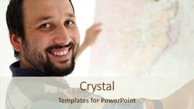  Presentation with wrong and right way - Beautiful PPT theme featuring arabic world maps - adult man with bear holding backdrop and a  colored foreground