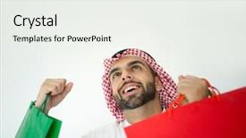  Presentation with paper bag vs plastic bags - Presentation theme featuring arabic young businessman with shopping background and a white colored foreground