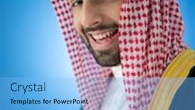  Presentation with arabic - Amazing presentation theme having arabic-young-sheikh-posing backdrop and a light blue colored foreground