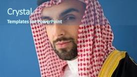  Presentation with arabic - Beautiful presentation theme featuring arabic-young-sheikh-posing backdrop and a ocean colored foreground