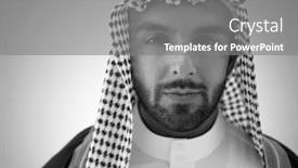  Presentation with arabic - Colorful presentation theme enhanced with arabic-young-sheikh-posing backdrop and a gray colored foreground