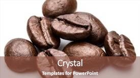  Presentation with coffee beans on a white - Beautiful presentation featuring arabica - roasted coffee beans isolated backdrop and a tawny brown colored foreground