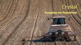  Presentation with field - Presentation design having arable-field-being-planted background and a violet colored foreground