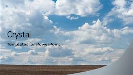  Presentation with land - PPT layouts having arable land and cloudy sky background and a light blue colored foreground