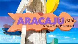  Presentation with beach - Beautiful slides featuring aracaju-signpost-with-beach-background backdrop and a coral colored foreground