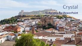  Presentation with islam andalusia - PPT layouts having aracena-town-of-the-province background and a sky blue colored foreground