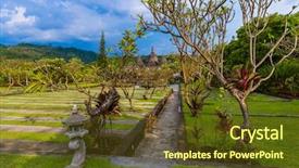  Presentation with bali island typical indonesia - Amazing PPT theme having aramaic - buddhist temple of banjar backdrop and a tawny brown colored foreground