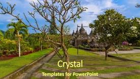  Presentation with bali temple - Beautiful presentation theme featuring aramaic - buddhist temple of banjar backdrop and a tawny brown colored foreground
