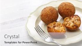  Presentation with italian food - Amazing theme having arancini di riso fried risotto rice balls italian sicilian food backdrop and a white colored foreground