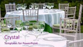  Presentation with flower wedding - Colorful presentation theme enhanced with arangement at a wedding event backdrop and a sky blue colored foreground