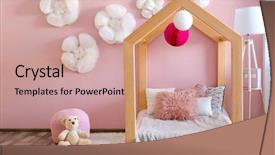  Presentation with kids room children smile - Presentation design enhanced with sleeping arangements - children's room interior with comfortable background and a coral colored foreground