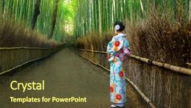  Presentation with kyoto - PPT theme featuring arashiyama near kyoto japan background and a tawny brown colored foreground