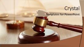  Presentation with justice - PPT theme consisting of arbitration - gavel with books and scales background and a lemonade colored foreground