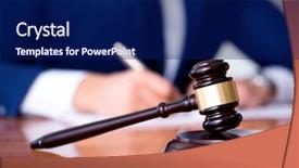  Presentation with arbitration - Slide deck featuring arbitration - handsome judge with gavel sitting background and a navy blue colored foreground