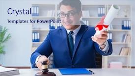  Presentation with diploma - Amazing slide set having arbitration - laywer with diploma roll backdrop and a sky blue colored foreground