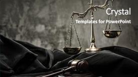  Presentation with arbitration - Beautiful PPT theme featuring arbitration - scales and wooden hammer backdrop and a gray colored foreground