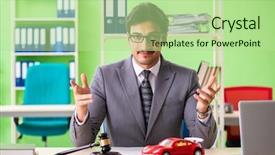  Presentation with arbitration - Colorful PPT theme enhanced with arbitration - young handsome lawyer working backdrop and a mint green colored foreground