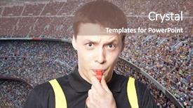  Presentation with referee - Cool new PPT layouts with arbitration football - this male referee has gone backdrop and a violet colored foreground