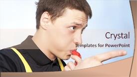  Presentation with referee - Colorful slide deck enhanced with arbitration football - this male referee has gone backdrop and a lemonade colored foreground