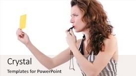  Presentation with judge - Amazing slide set having arbitration football - woman judge isolated backdrop and a  colored foreground