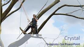  Presentation with warrior - Audience pleasing presentation theme consisting of arborist-warrior-professional-tree-cutter backdrop and a sky blue colored foreground