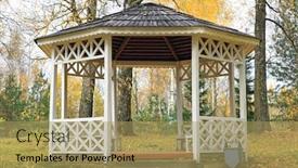  Presentation with manor - Presentation theme featuring arbour-in-manor-of-artist background and a coral colored foreground