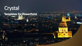  Presentation with paris france - Amazing PPT theme having arc de triomphe - paris city skyline rooftop view backdrop and a  colored foreground