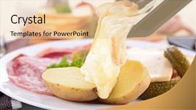  Presentation with recipe fondue - Amazing slide deck having arc de triomphe - raclette fondue backdrop and a lemonade colored foreground