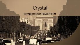  Presentation with arc de triomphe - Beautiful presentation design featuring arc de triomphe and street backdrop and a coral colored foreground