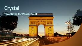  Presentation with paris france - Theme enhanced with arc de triomphe and street background and a ocean colored foreground