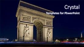  Presentation with paris france - Beautiful PPT theme featuring arc de triomphe at night backdrop and a navy blue colored foreground