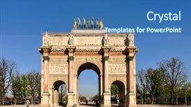  Presentation with arc de triomphe - PPT theme having arc de triomphe du carrousel background and a ocean colored foreground