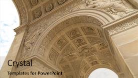  Presentation with paris - PPT layouts enhanced with arc de triomphe du carrousel background and a coral colored foreground