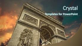  Presentation with paris france - Amazing PPT theme having arc de triomphe in paris backdrop and a tawny brown colored foreground