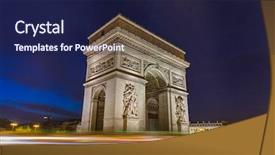  Presentation with history arc de triomphe paris - Beautiful slide set featuring arc de triomphe in paris backdrop and a navy blue colored foreground