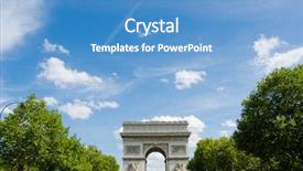  Presentation with paris - PPT theme consisting of arc de triomphe in paris background and a teal colored foreground
