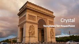  Presentation with paris france - Presentation theme having arc de triomphe in paris background and a coral colored foreground