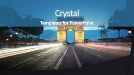  Presentation with history arc de triomphe paris - Colorful PPT theme enhanced with arc de triumph at evening backdrop and a teal colored foreground