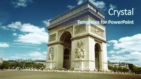  Presentation with paris - Cool new PPT theme with arc de triumph paris backdrop and a ocean colored foreground
