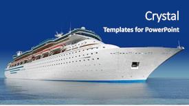  Presentation with water ship - Colorful presentation theme enhanced with arc en ciel - luxury white cruise ship shot backdrop and a ocean colored foreground