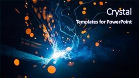  Presentation with gas welding - Beautiful slide set featuring gas electrical production - artistic welding sparks light industrial backdrop and a navy blue colored foreground