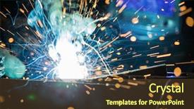  Presentation with factory machine - Amazing slide set having working at the factory made backdrop and a tawny brown colored foreground