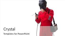  Presentation with welding - Cool new slides with a welding gun electrode backdrop and a white colored foreground